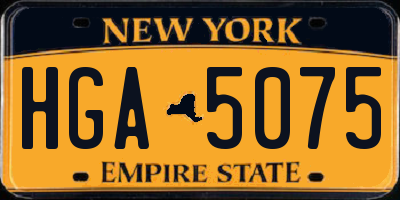 NY license plate HGA5075