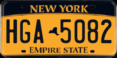 NY license plate HGA5082