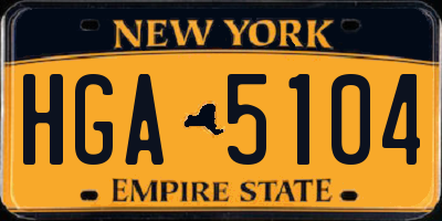 NY license plate HGA5104