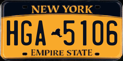 NY license plate HGA5106