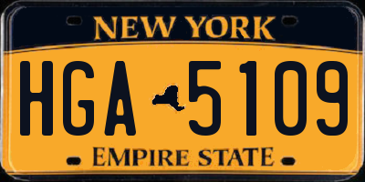 NY license plate HGA5109