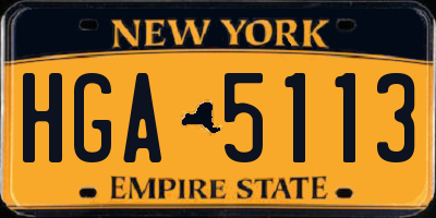 NY license plate HGA5113