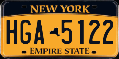 NY license plate HGA5122