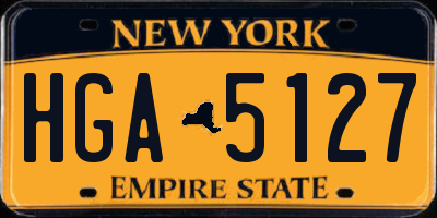 NY license plate HGA5127