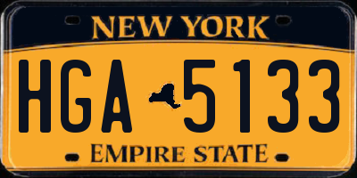 NY license plate HGA5133