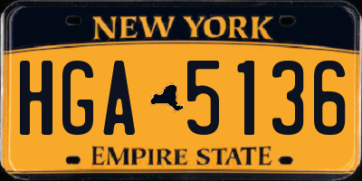 NY license plate HGA5136