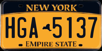 NY license plate HGA5137