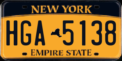 NY license plate HGA5138