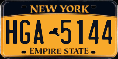 NY license plate HGA5144