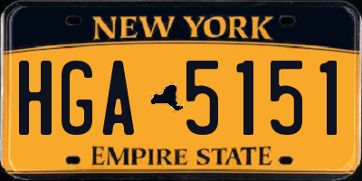 NY license plate HGA5151