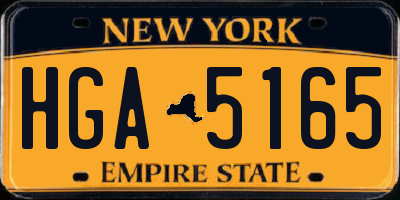 NY license plate HGA5165