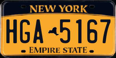 NY license plate HGA5167