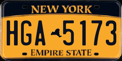 NY license plate HGA5173