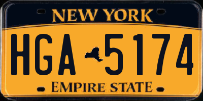 NY license plate HGA5174