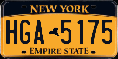 NY license plate HGA5175