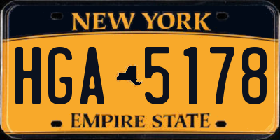 NY license plate HGA5178