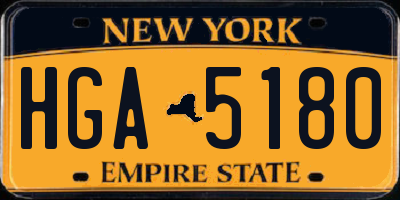 NY license plate HGA5180