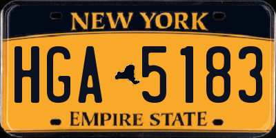 NY license plate HGA5183