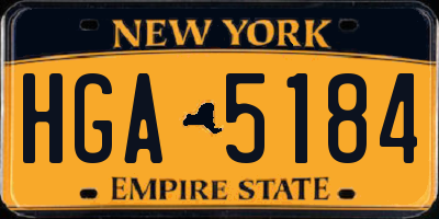 NY license plate HGA5184
