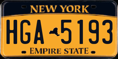 NY license plate HGA5193