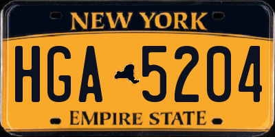 NY license plate HGA5204