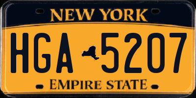 NY license plate HGA5207