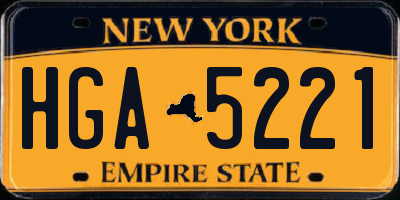 NY license plate HGA5221