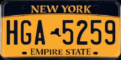 NY license plate HGA5259