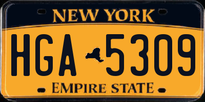 NY license plate HGA5309