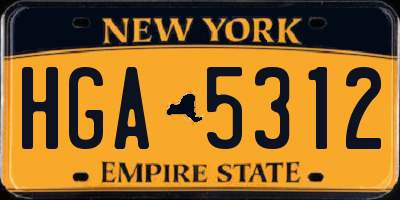 NY license plate HGA5312
