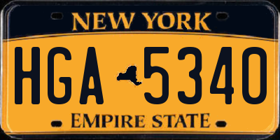 NY license plate HGA5340
