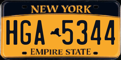 NY license plate HGA5344