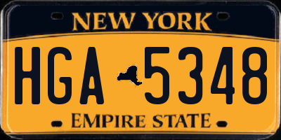NY license plate HGA5348