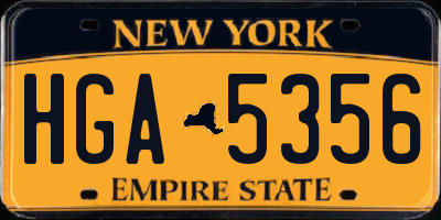 NY license plate HGA5356