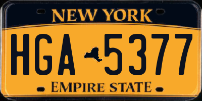 NY license plate HGA5377