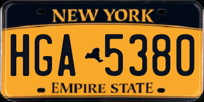 NY license plate HGA5380