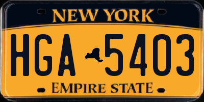 NY license plate HGA5403