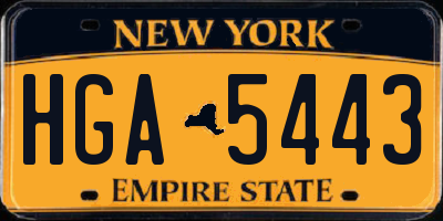 NY license plate HGA5443