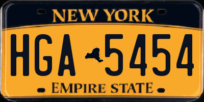 NY license plate HGA5454