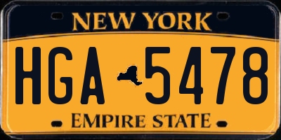 NY license plate HGA5478