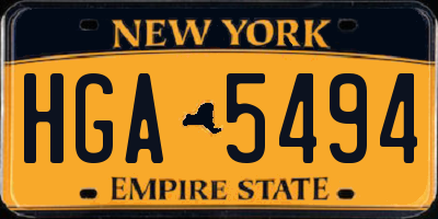 NY license plate HGA5494