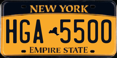 NY license plate HGA5500