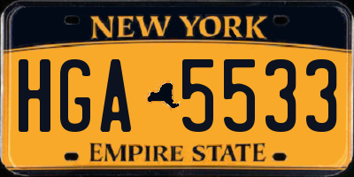 NY license plate HGA5533