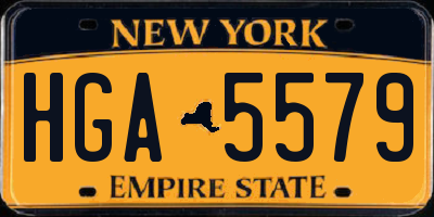 NY license plate HGA5579