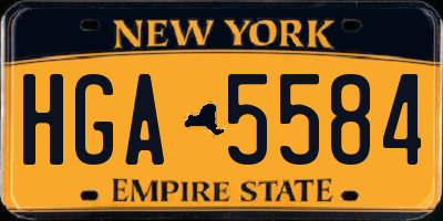 NY license plate HGA5584