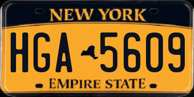 NY license plate HGA5609