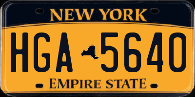 NY license plate HGA5640