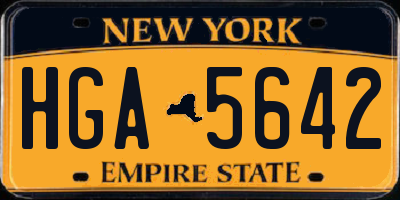 NY license plate HGA5642