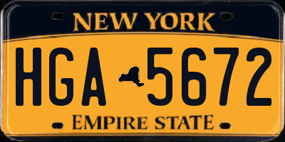 NY license plate HGA5672