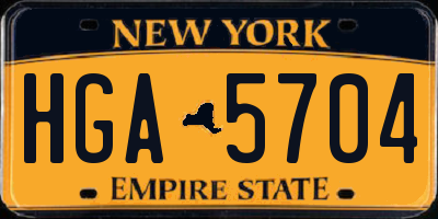 NY license plate HGA5704